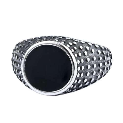 fycouyee Vintage Titan Stahl Ring Niete schwarzer Epoxidkautschuk Modeschmuck von fycouyee