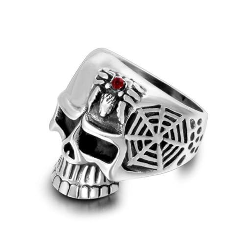 fycouyee Vintage Titan Stahl Spinne Geist Schädel Ring Hand Ornament Rock Accessoires von fycouyee