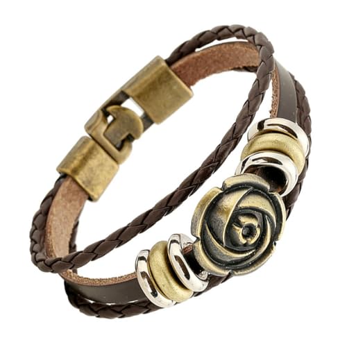 fycouyee Vintage floral gewebtes Armband Mode Leder von fycouyee