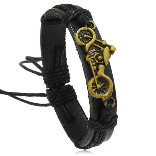 fycouyee Vintage gewebtes Armband Zubehör Motorrad Leder Herrenarmbänder von fycouyee