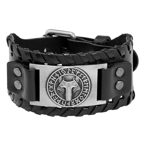 fycouyee Vintage gewebtes Rindsleder Armband nordische Mythologie Wikinger Odin Schmuck von fycouyee