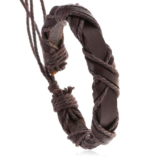 fycouyee Vintage gewebtes Rindsleder Armband personalisiert Hip Hop Paar Armband Schmuck von fycouyee