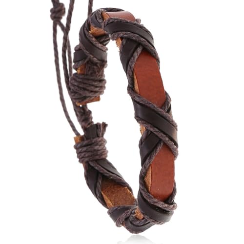 fycouyee Vintage gewebtes Rindsleder Armband personalisiert Hip Hop Paar Armband Schmuck von fycouyee