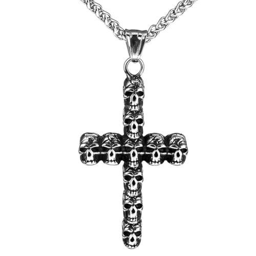 fycouyee Vintage man jewelry stainless steel pendant cross skull necklace von fycouyee