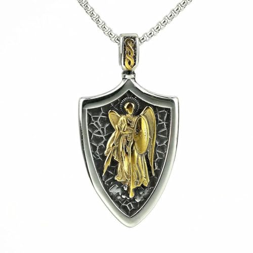 fycouyee Vintage man stainless steel pendant personality saint Michael angel necklace von fycouyee