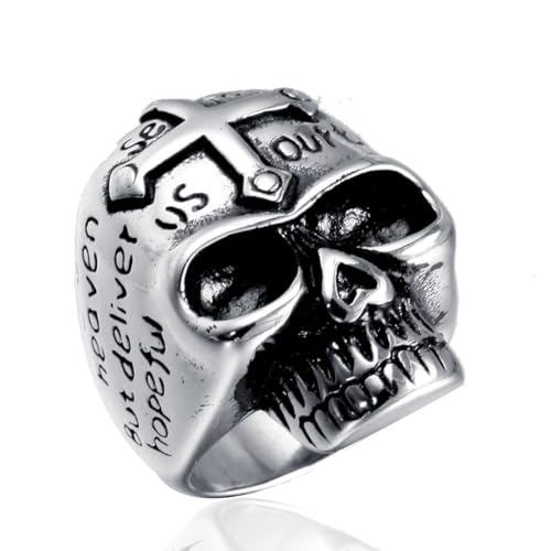 fycouyee Vintage skull rings cross pattern men stainless steel jewelry von fycouyee