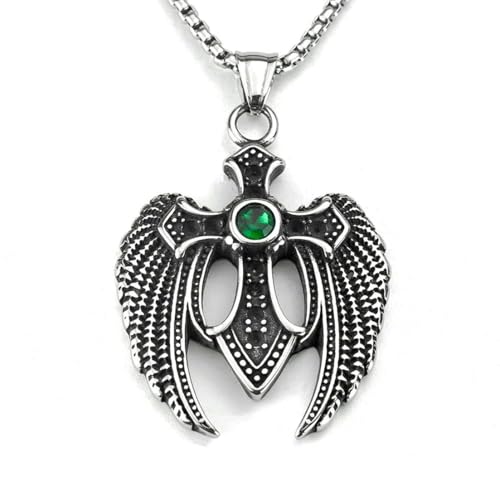 fycouyee Vintage stainless steel man personality cross wing necklace von fycouyee