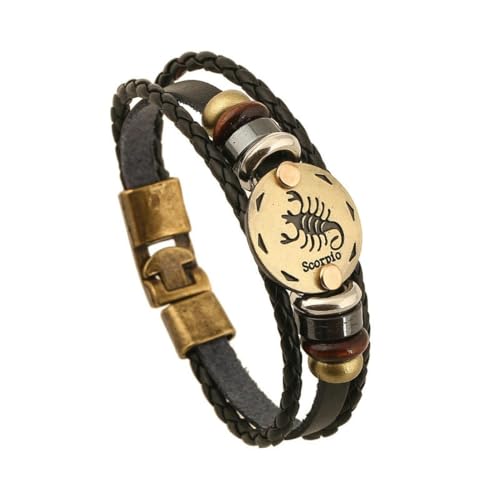 fycouyee Zodiac Leder Armband Mehrschichtiges Vintage Woven Paar Armband von fycouyee
