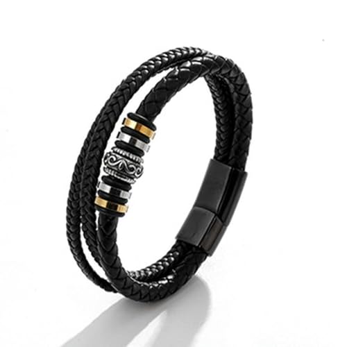 fycouyee handgestricktes Armband Leder geflochten mehrlagig Herren von fycouyee