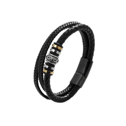 fycouyee handgestricktes Armband Leder geflochten mehrlagig Herren von fycouyee