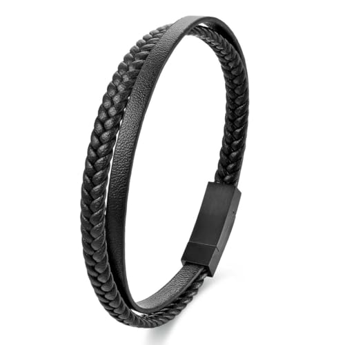 fycouyee klassische Herren Leder Seil Armbänder Edelstahl Paar Armbänder von fycouyee