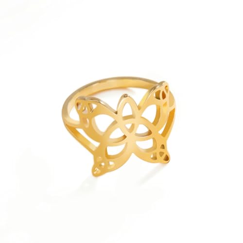 fycouyee stilvolle Schmetterlingsform Damen stilvolle Mode Edelstahl Ring von fycouyee
