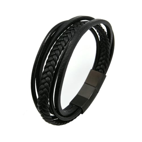 fycouyee und Mode gewebtes Leder Herrenarmband Edelstahl Schnalle Armband von fycouyee