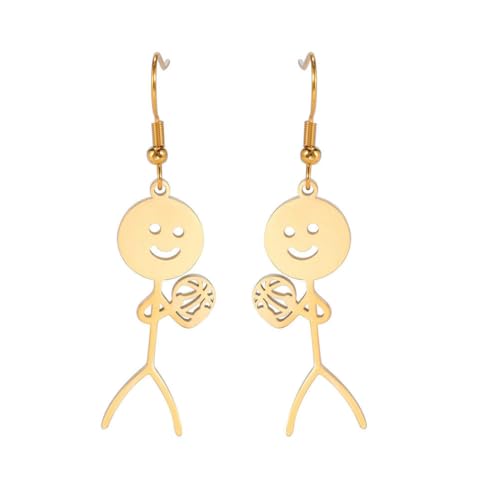 glänzende Figur Volleyball Kinder Anhänger Edelstahl Tropfen Ohrringe von fycouyee