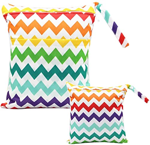 Windeltaschen NasstaschenWindeltaschen Nasse und Trocken Wickeltasche Wetbag Organiser für Kleinkind Windeln Reisen Gym Strand Pool (#9, M+L) von gadenfer