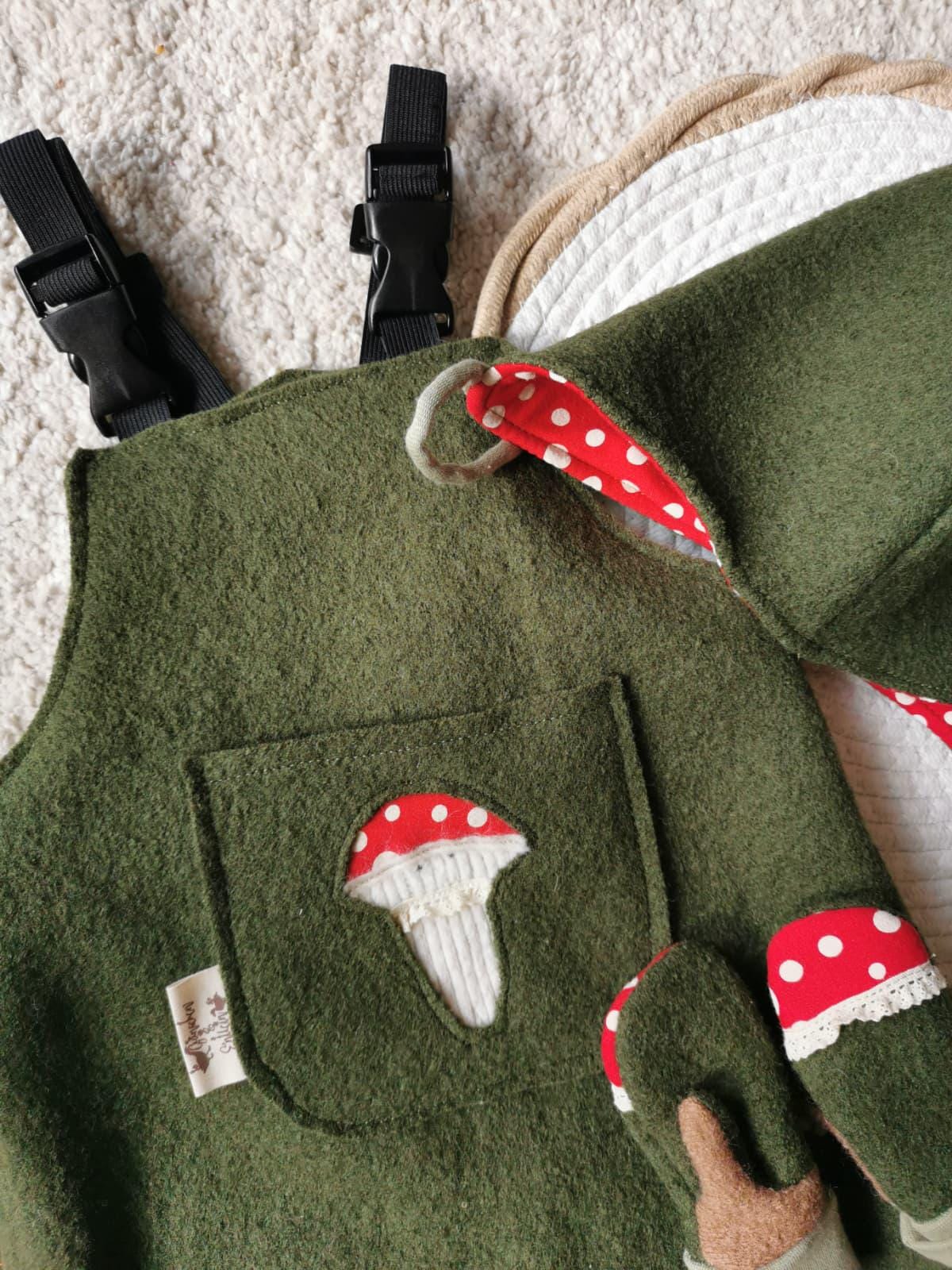 Walk Latzhose Pilze Waldkind Waldorf Walkhose Outdoor Waldkindergarten Wollwalk Kinderhose Pilzmännchen von gaenschenentlein