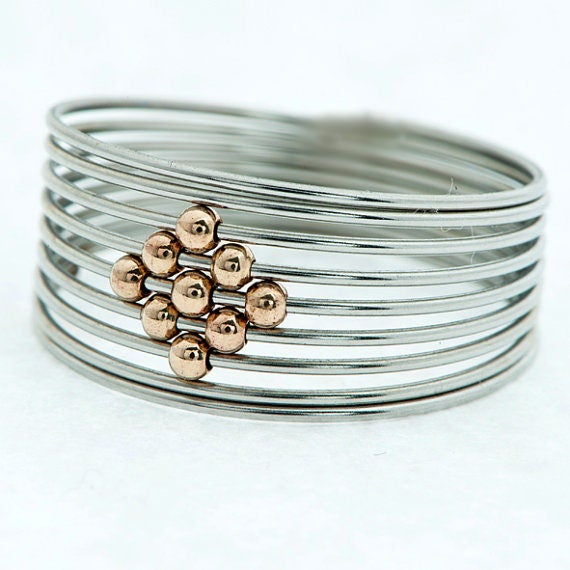 Stern Kugelager-Frühlingsring-Linien Und Sterne Ring -Industrial Design-Space Jewelry von galbarash