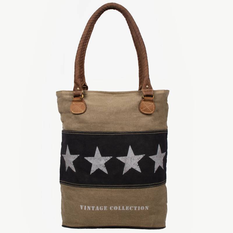 Schultertasche Beige Mit Sternen Canvas Schultertasche Beige Mit Sternen Canvas von gallundzick