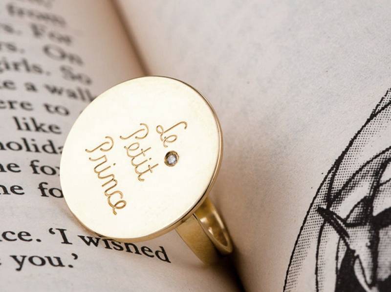 18K Gold Talisman - Disc Ring Unisex Le Petit Prince 18K Gold Talisman - Disc Ring Unisex Le Petit Prince von galpadani