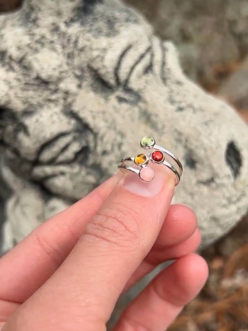 Doppel Geburtsstein Ring. Zwei Steinring. Edelstein Paare Silber. Doppelter Edelsteinring - Mutterring von galwaydesigns