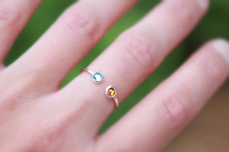 Dual Birthstone Ring - Birthstone Ring, Zwei Birthstones, Edelstein Paare Gold Doppel Geburtsstein Mutter Dual von galwaydesigns