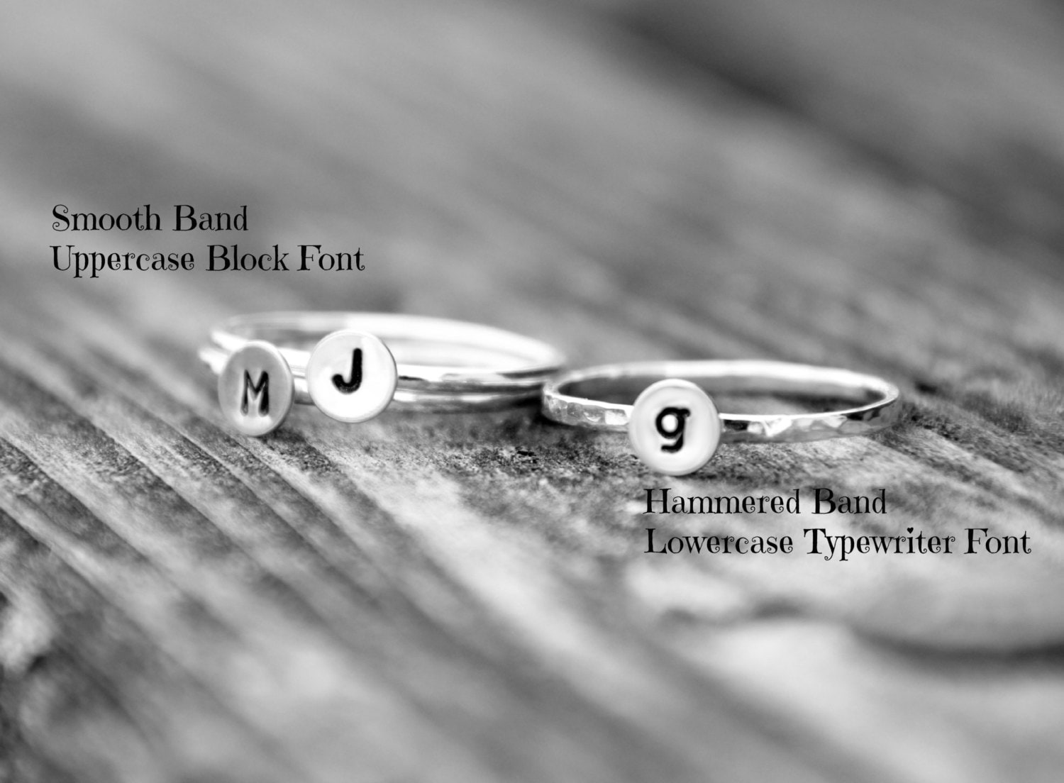 Initial Stacking Rings-Single Initial Ring - Sterling Silber Custom Letter Stack Bands Dünne Intital Ringe-Stapelbare Ringe-Initial Gehämmert von galwaydesigns