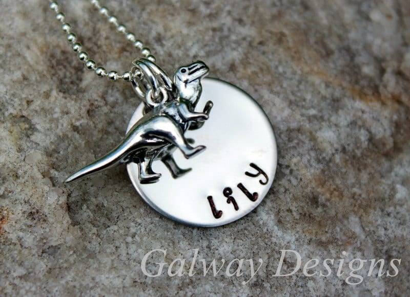 Jungen Und Mädchen Hand Gestempelt Dino - T-Rex-Anhänger von galwaydesigns