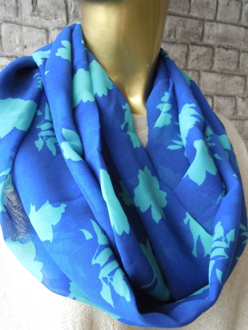 Big Sale/Blauer Leafy Print Schlauchschal Für Frauen von gameofscarves