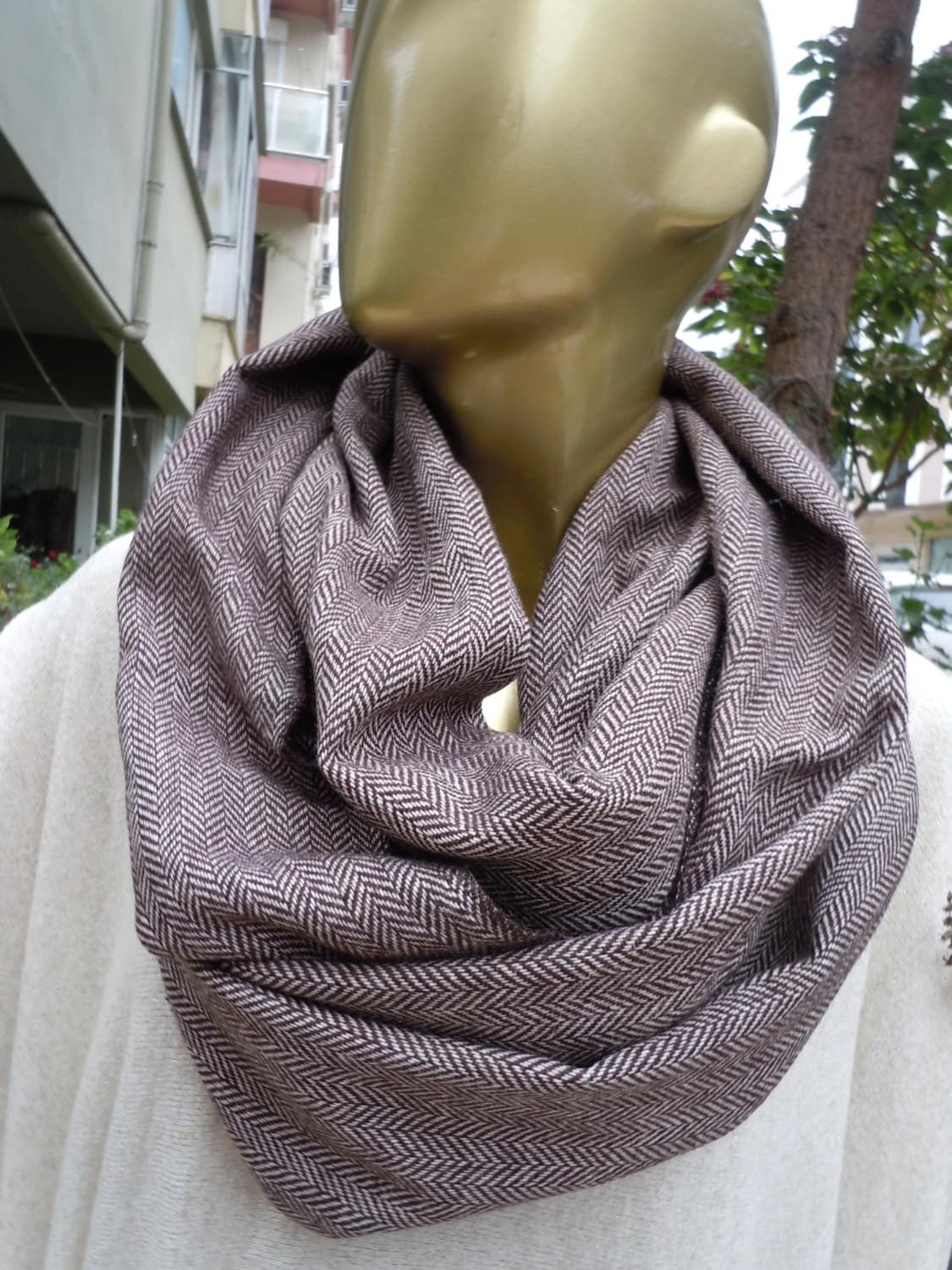 Braune Fischgrät Infinity-Männer Schal, Männer Schals, Loop Herren Accessoires Braune Fischgrät Infinity-Männer Schal, Männer Schals, Loop Herren Accessoires von gameofscarves