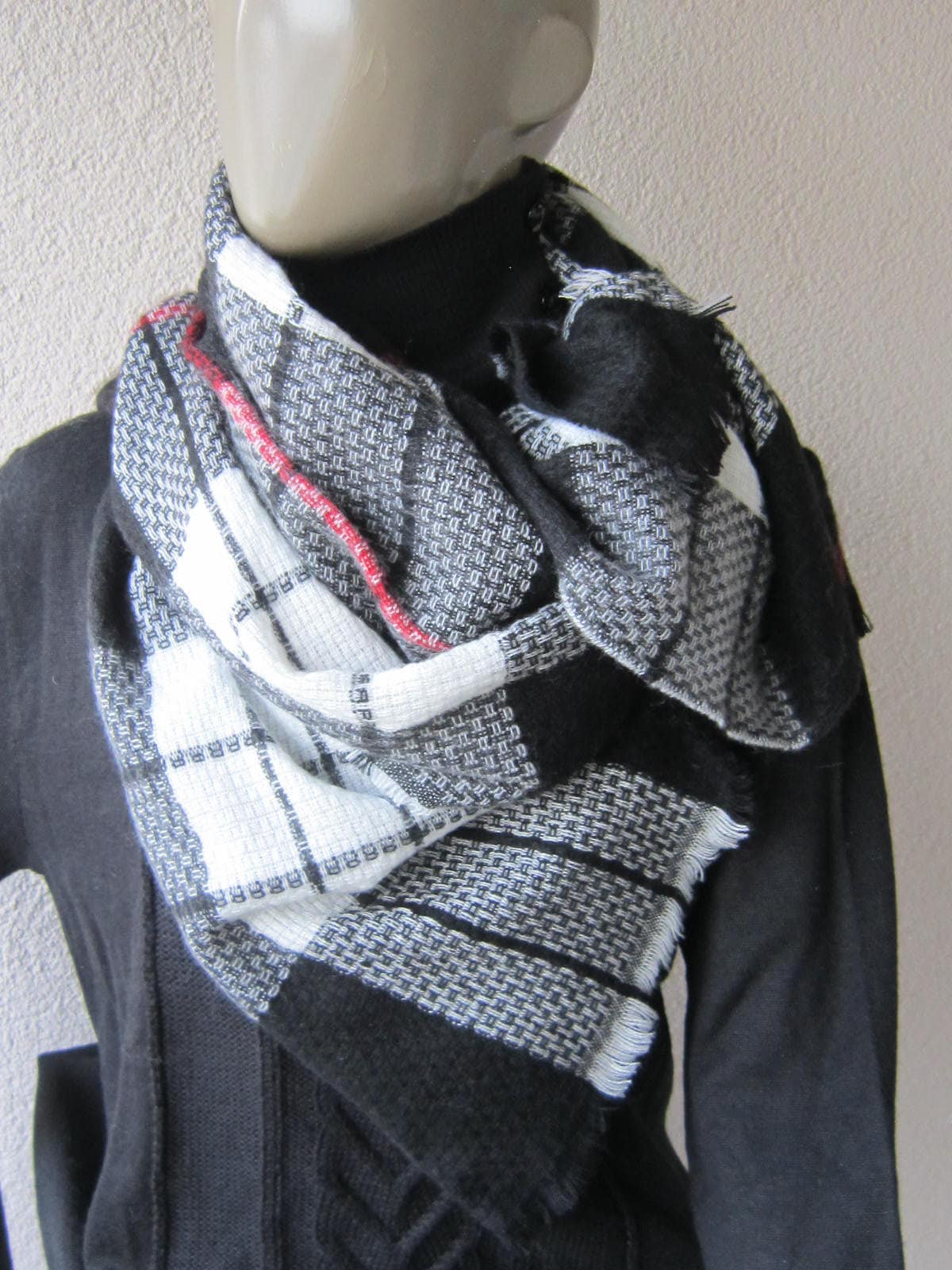 Schwarz Und Weiß Kariert, Tartan Decke Sarf, Schal Herren, Karierten Schal, Männer Unisex Schwarz Und Weiß Kariert, Tartan Decke Sarf, Schal Herren, Karierten Schal, Männer Unisex von gameofscarves