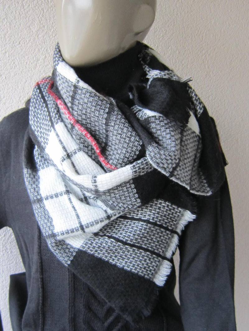 Schwarz Und Weiß Kariert, Tartan Decke Sarf, Schal Herren, Karierten Schal, Männer Unisex Schwarz Und Weiß Kariert, Tartan Decke Sarf, Schal Herren, Karierten Schal, Männer Unisex von gameofscarves