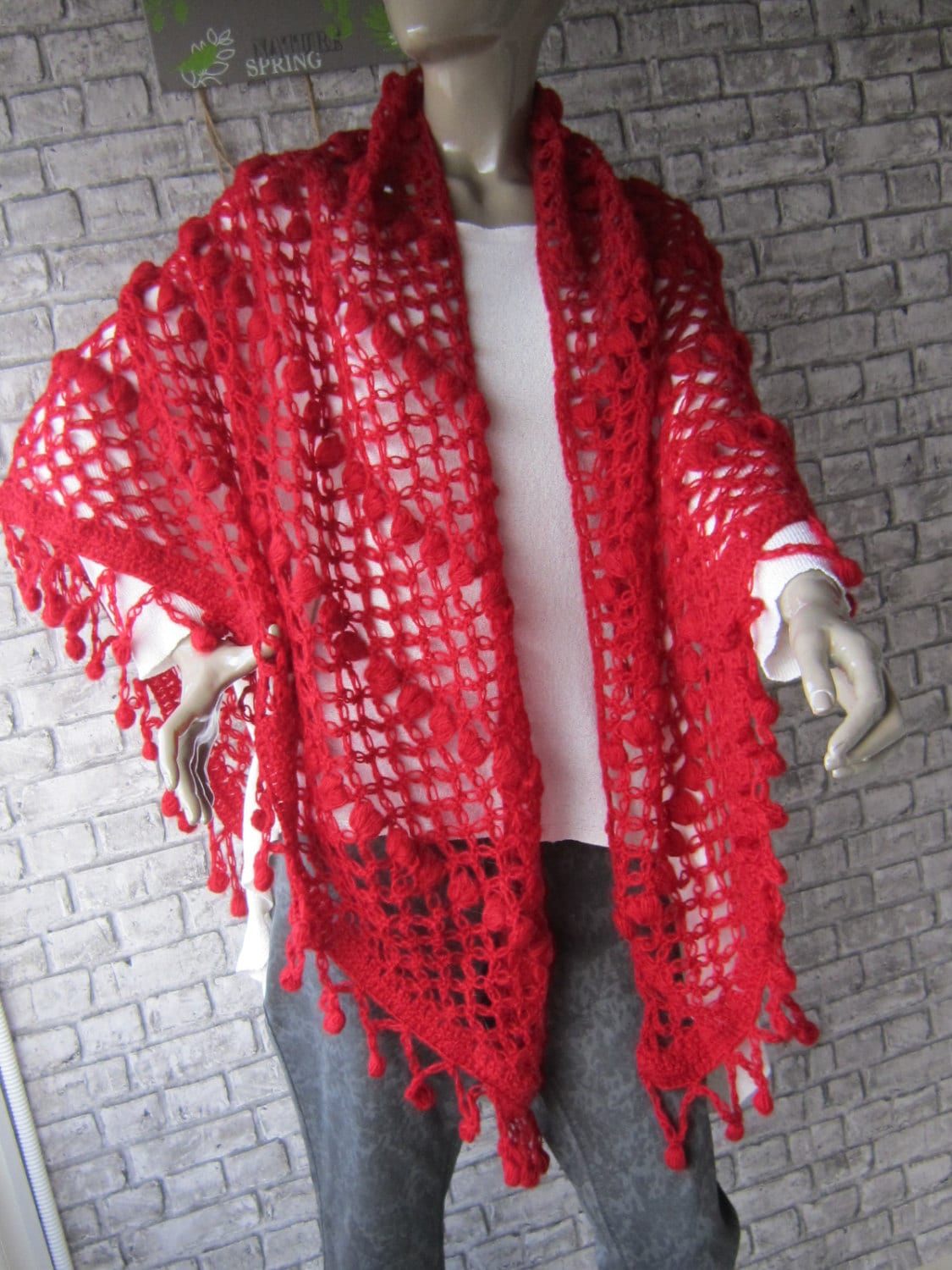 Weihnachten Roter Schal, Häkeln Frauen Schal Shrug Cape Wickeln, Damen Accessoires Weihnachten Roter Schal, Häkeln Frauen Schal Shrug Cape Wickeln, Damen Accessoires von gameofscarves