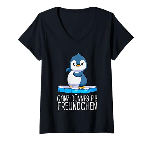 Damen ganz dünnes EIS freundchen Pinguin T-Shirt mit V-Ausschnitt Damen ganz dünnes EIS freundchen Pinguin T-Shirt mit V-Ausschnitt von ganz dünnes eis freundchen t-shirt