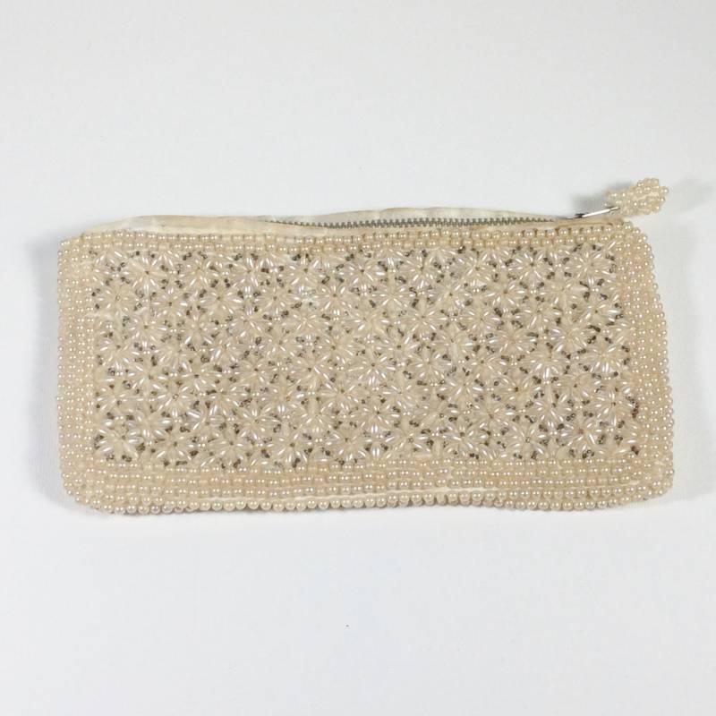 Hand Made in Japan Silber Craft Perlen Clutch Vintage 1920Er Jahre Hand Made in Japan Silber Craft Perlen Clutch Vintage 1920Er Jahre von garagesale715