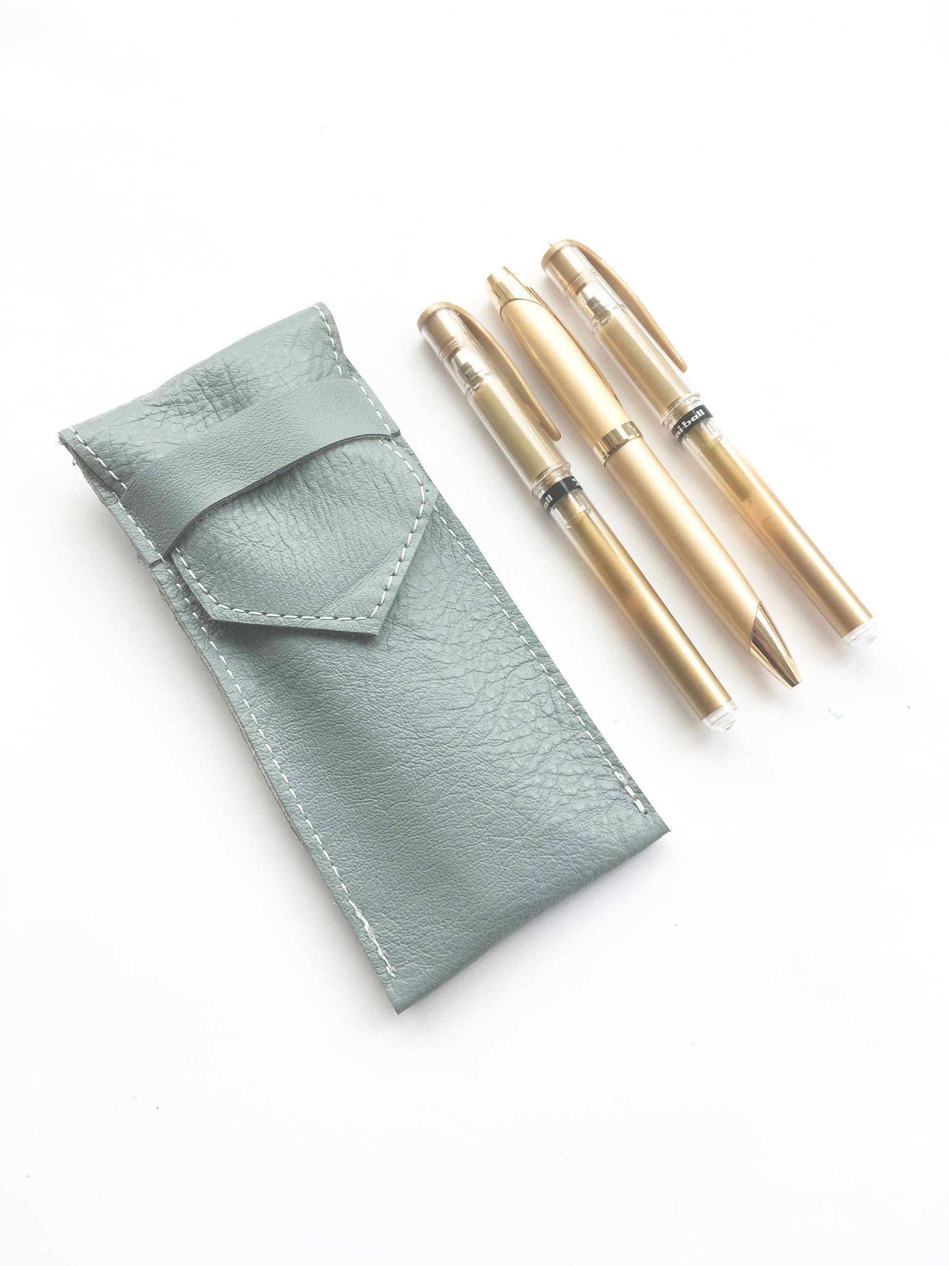 stiftetasche - Grau Leder Planer Accessoires Handgemachte stiftetasche - Grau Leder Planer Accessoires Handgemachte von gatheredandsown