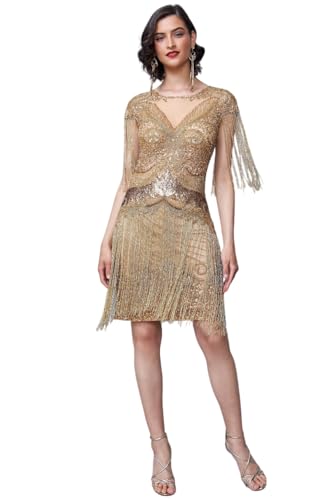 gatsbylady london Sybil Randbereich Flapper Kleid in Gold (DE/NL/SE/PL, Numerisch, 36, Regular, Regular, Gold) von gatsbylady london