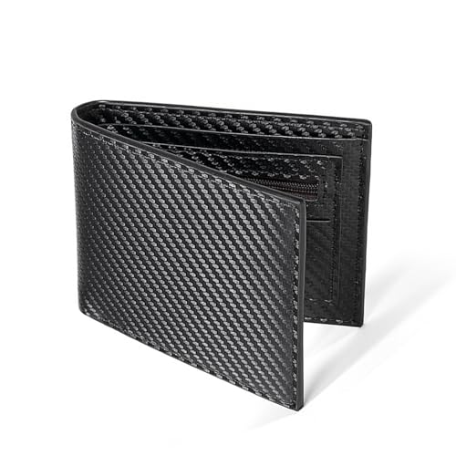 Herren-Geldbörsen mit RFID-blockierendem Carbon, Brieftaschen für Herren, schlanke Geldklammer, Faltbörse mit Reißverschluss, Münzfach, Ausweisfenster, 2 Geldscheinfächer, Geschenke für Herren, Herren-Geldbörsen mit RFID-blockierendem Carbon, Brieftaschen für Herren, schlanke Geldklammer, Faltbörse mit Reißverschluss, Münzfach, Ausweisfenster, 2 Geldscheinfächer, Geschenke für Herren, von gaubss