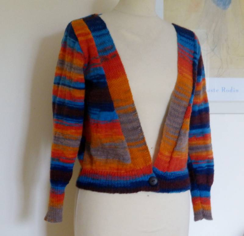 Einzigartig. Neu. Handgestrickte Mehrfarbige Strickjacke Uk 12 Us 8-10, 4 Fädig, Angora Und Wollmix. Hochwertiges Garn von gayretro