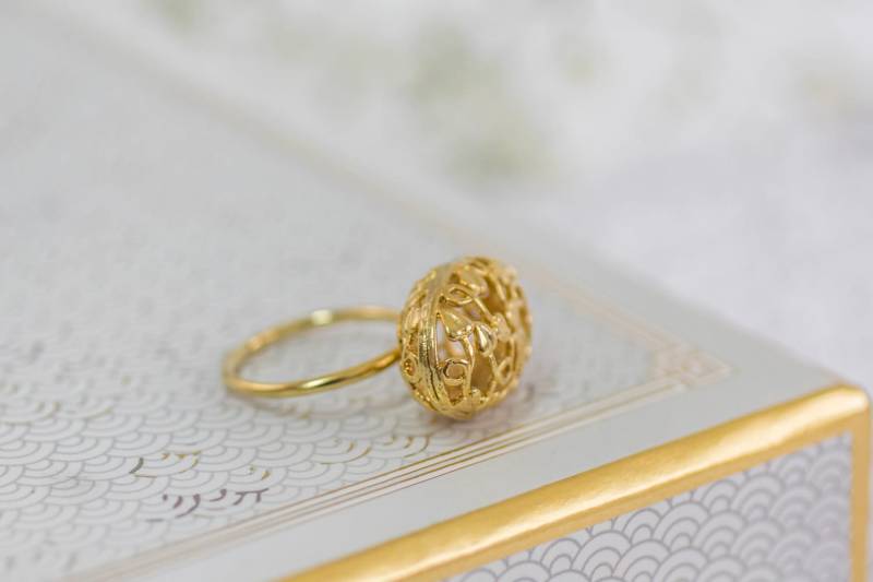 Boho Ring, Edwardian Filigrane Goldring, Verlobungsring, Hochzeit, Schmuck, Einzigartige Verlobungsring von gazellejewelry