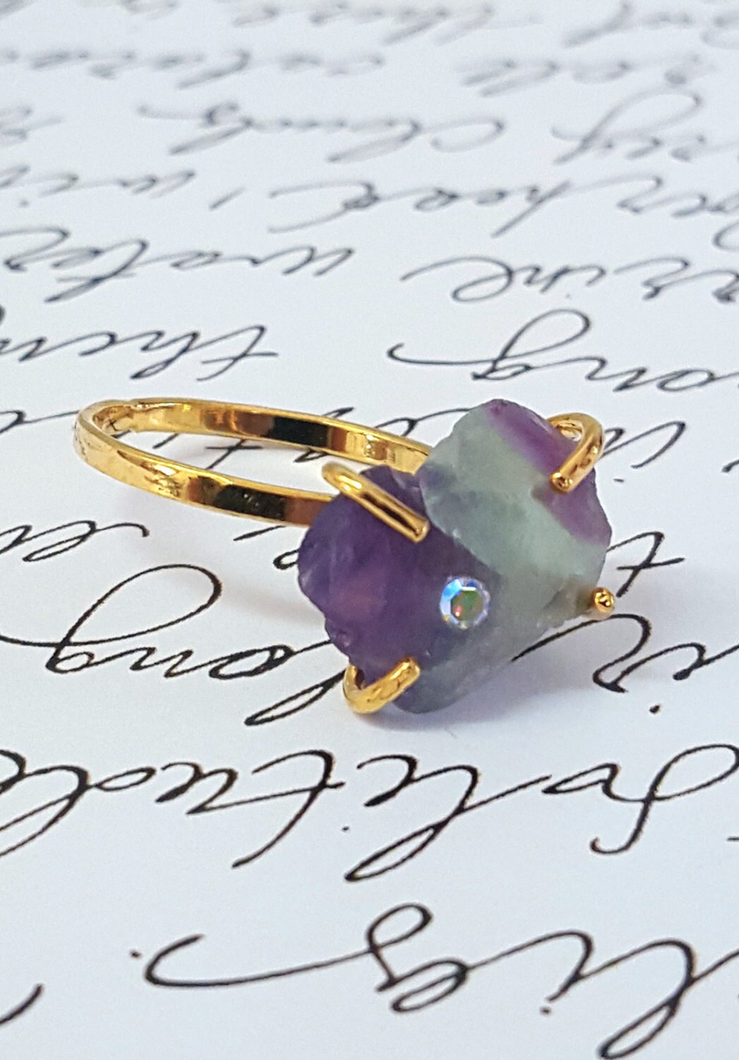 Flourit Ring, Rohstein Stapelbarer Edelstein Solitär Geschenk Für Sie, Boho Chic Schmuck, Ring Flourit Ring, Rohstein Stapelbarer Edelstein Solitär Geschenk Für Sie, Boho Chic Schmuck, Ring von gazellejewelry