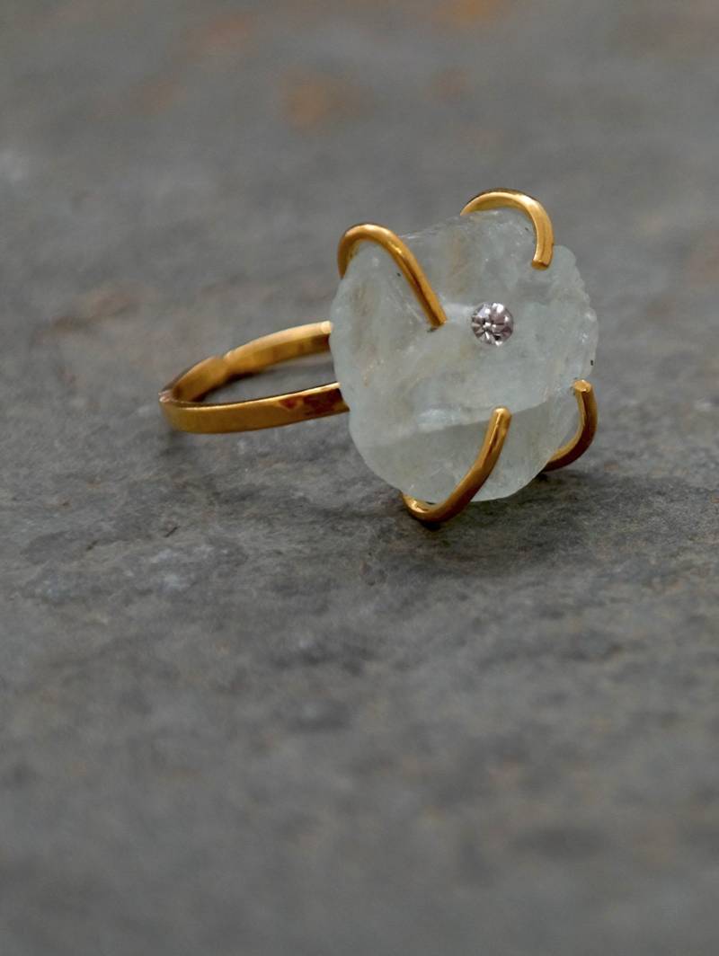 Fluorit Ring, Roher Stein Stapelbarer Edelstein Solitär Geschenk Für Sie, Boho Chic Schmuck, Ring von gazellejewelry