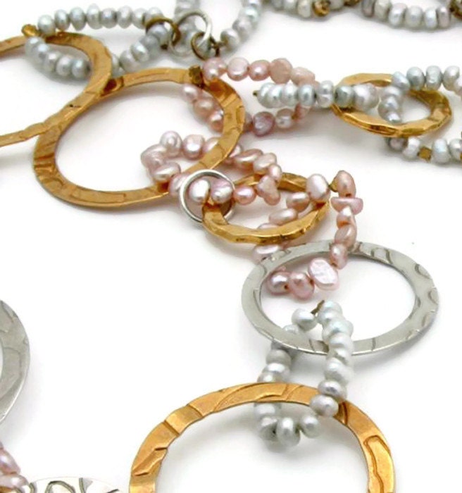 Frauen Mutter Geschenk, Perle Birthstone Halskette, Hoop Silber Gold Halskette von gazellejewelry