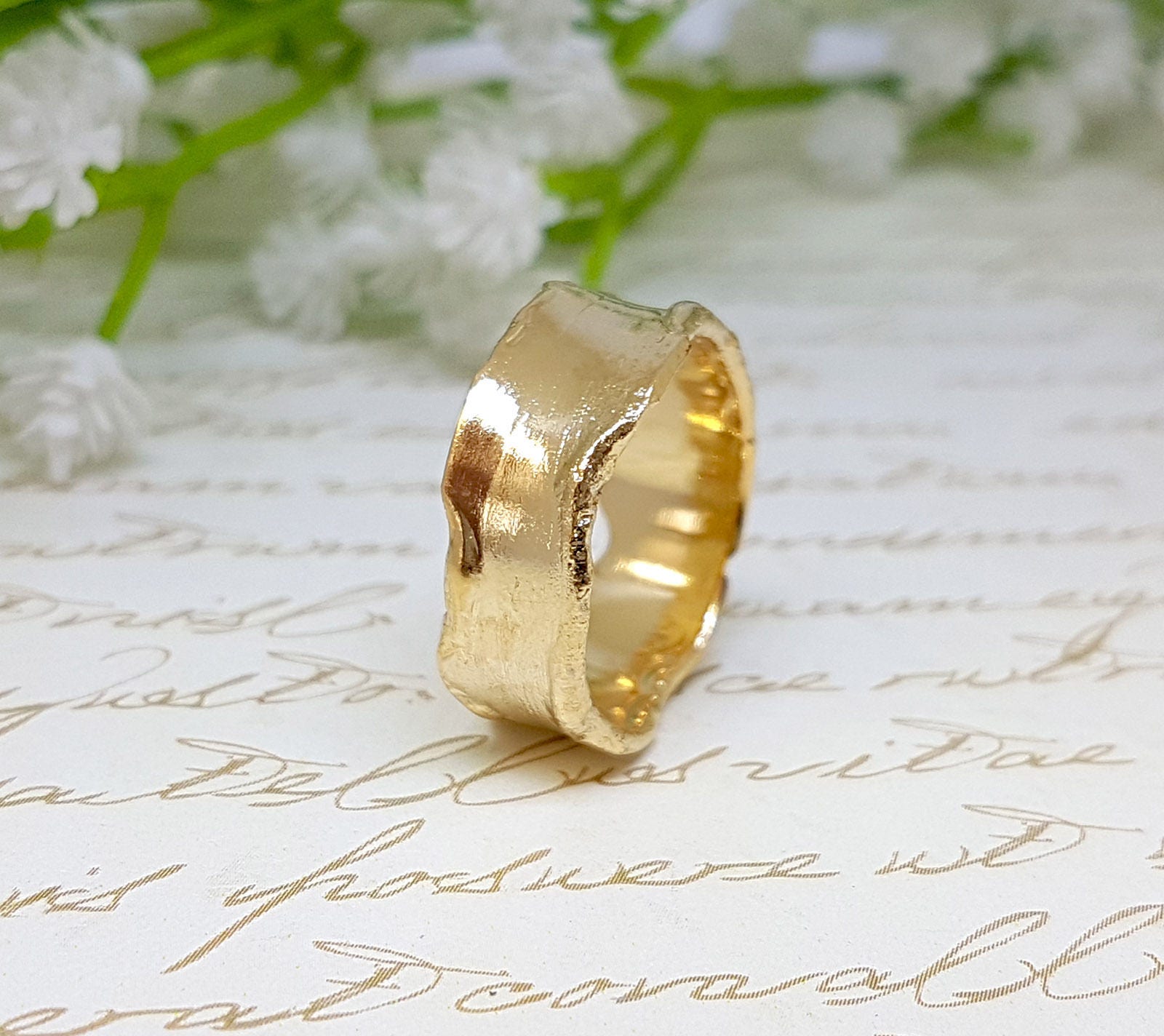 Gold Ehering, Alternativer Stapelringe, Breiter Sein Und Ihr Versprechen Ring, Unisex Gold Ehering, Alternativer Stapelringe, Breiter Sein Und Ihr Versprechen Ring, Unisex von gazellejewelry