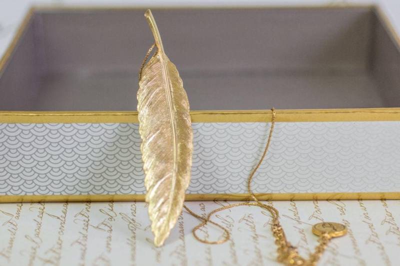 Gold Feder Halskette, Anhänger, Charme Jeden Tag Boho Halskette von gazellejewelry