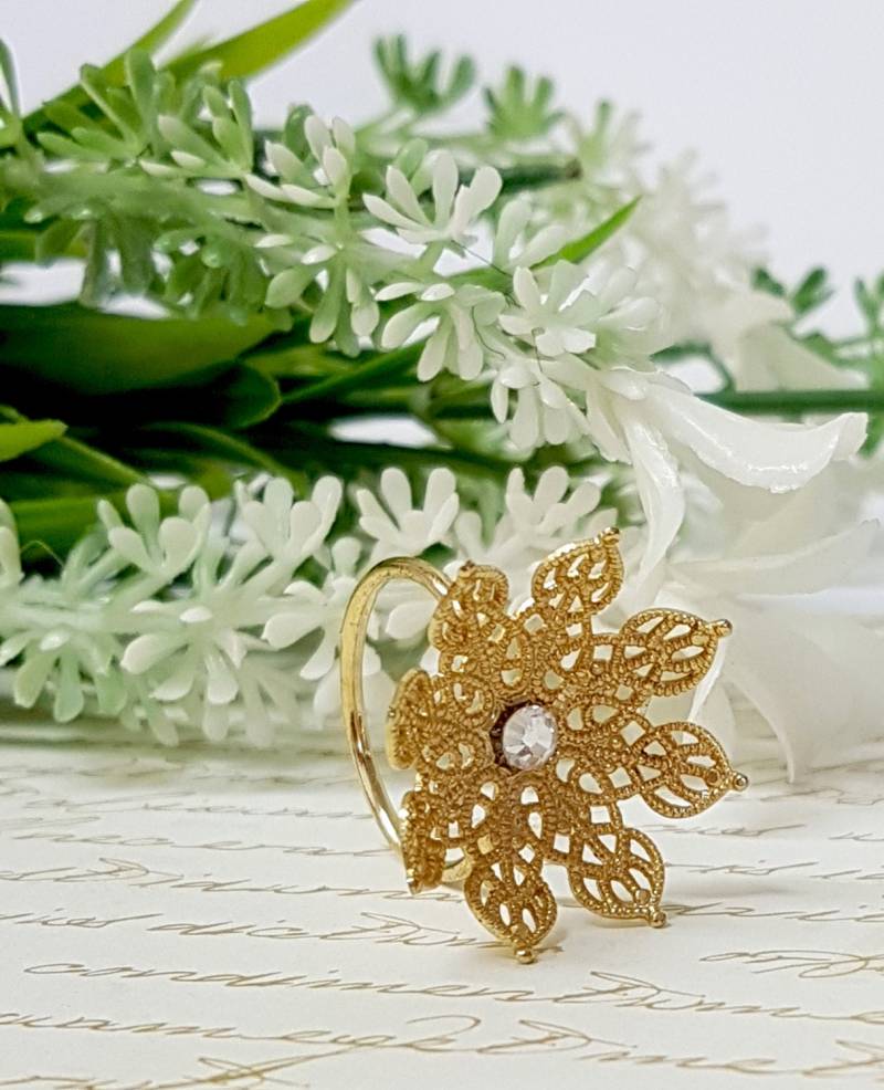 Hochzeit Ring Schnee, Geschenke Für Sie, Gold Funkelnden Ring, Winter Schmuck, Braut Accessoires, Strass Ring von gazellejewelry
