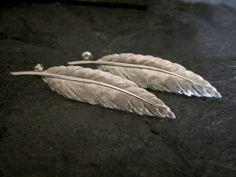 Hochzeitsschmuck, Braut Ohrringe, Silber Feder Statement Lange Made To Order von gazellejewelry