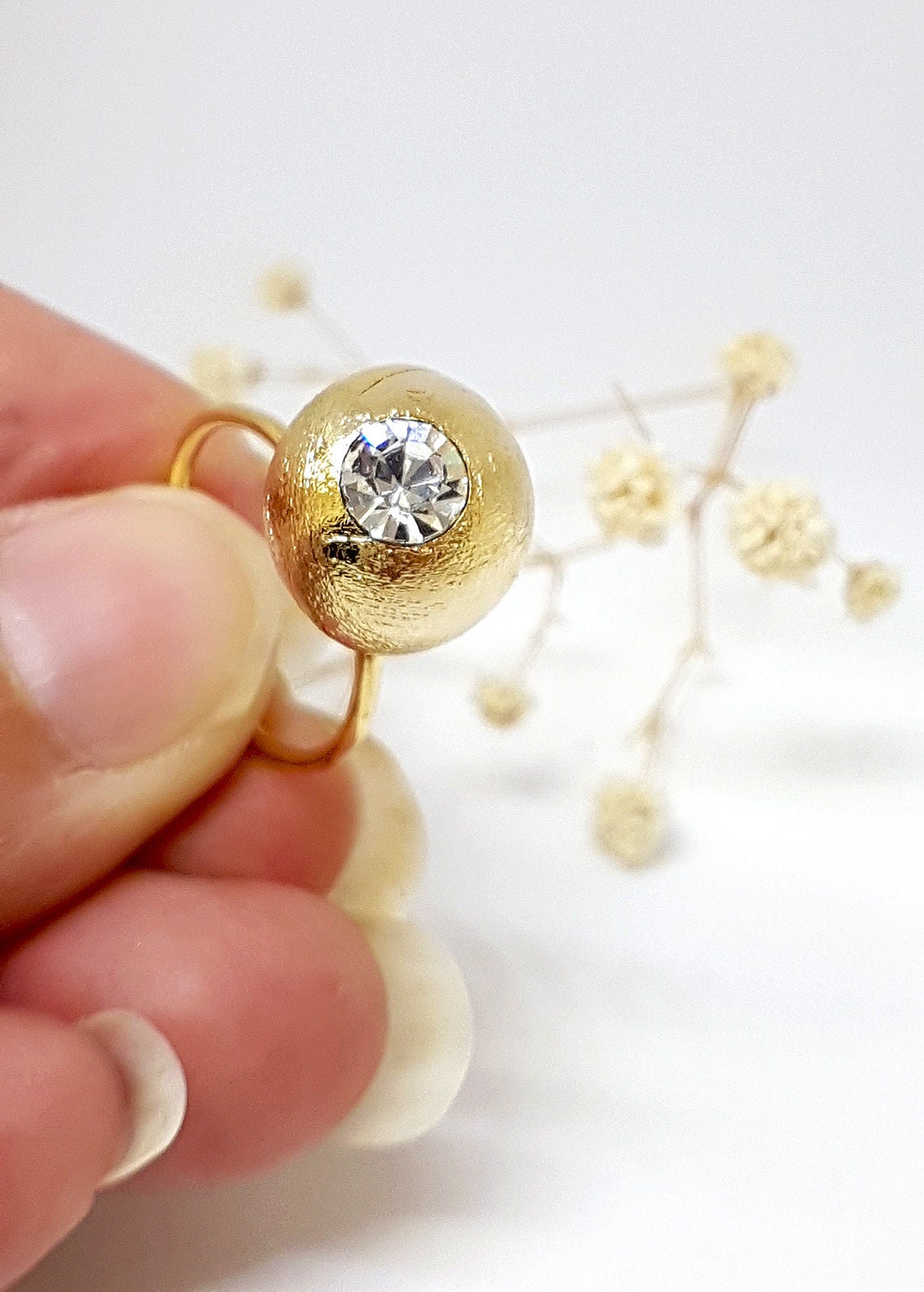 Klarer Kristallgoldring, Kristallring, Swarovski-Kristallring, Gold-Cocktailring, Solitärgoldring, Kugelring, Solitärkugelring Klarer Kristallgoldring, Kristallring, Swarovski-Kristallring, Gold-Cocktailring, Solitärgoldring, Kugelring, Solitärkugelring von gazellejewelry