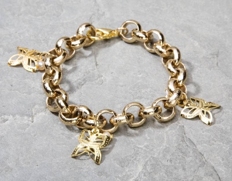 Mutter Geschenk Für Frauen, Schmetterling Bettelarmband, Rosa Perle Gold Schmuck von gazellejewelry