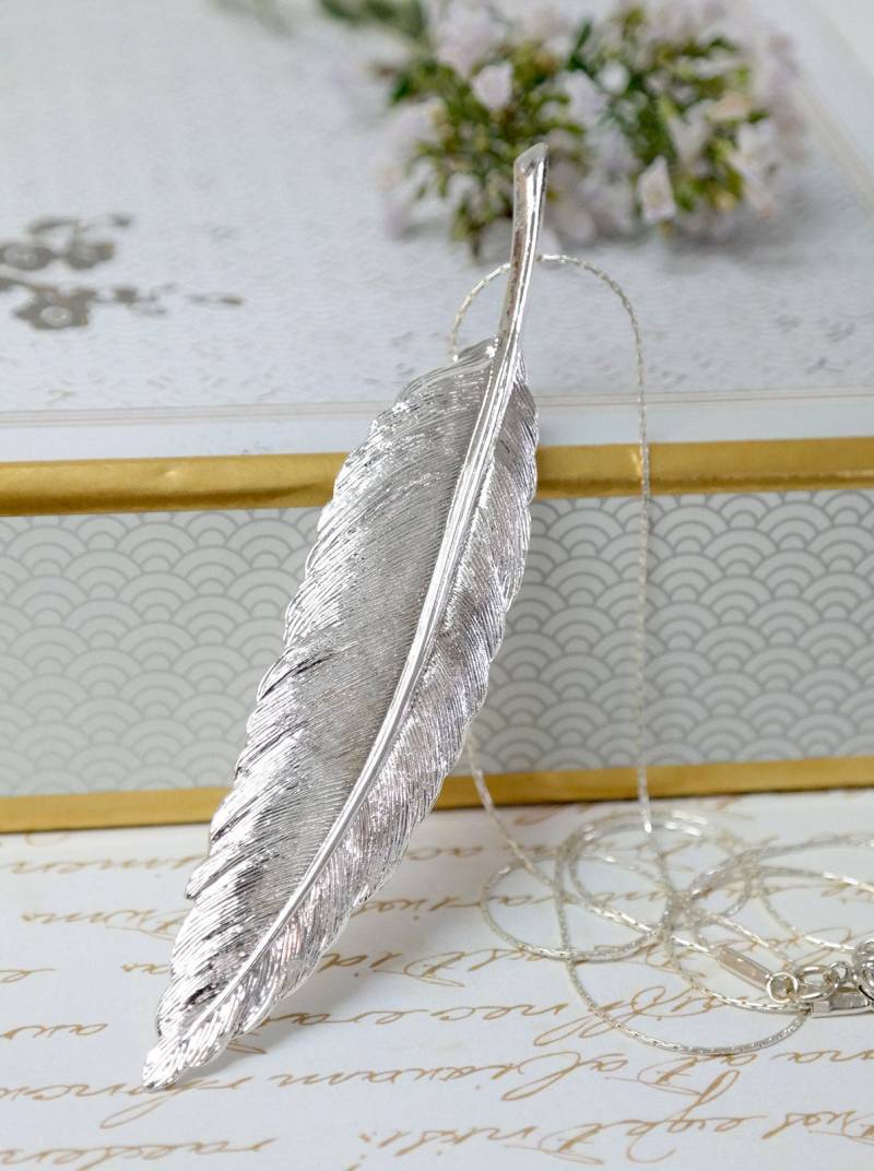 Silber Feder Anhänger, Charm Halskette, Boho Brautjungfer Geschenke, Schmuck von gazellejewelry
