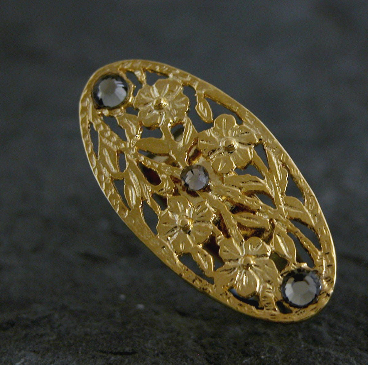 Statement Gold Ring Ring, Kristall Oval Filigraner Verstellbarer Art-Deco-Schmuck, Einzigartiges Geschenk Für Sie, Statement-Schmuck Statement Gold Ring Ring, Kristall Oval Filigraner Verstellbarer Art-Deco-Schmuck, Einzigartiges Geschenk Für Sie, Statement-Schmuck von gazellejewelry